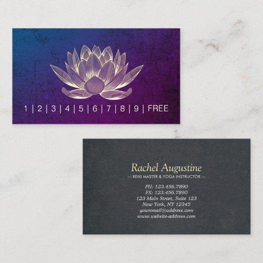 Carte De Fidélité Méditation YOGA Instructeur Loyalty Punch Lotus (Devant / Derrière)