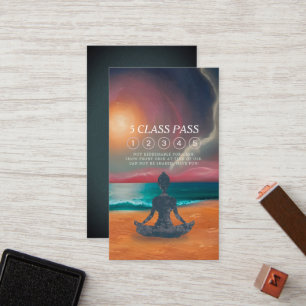 Carte De Fidélité Méditation yoga Lune Sky Ocean Beach 5 Classe Pass