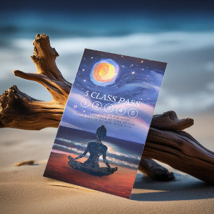 Carte De Fidélité Méditation yoga Lune Sky Ocean Beach 5 Classe Pass