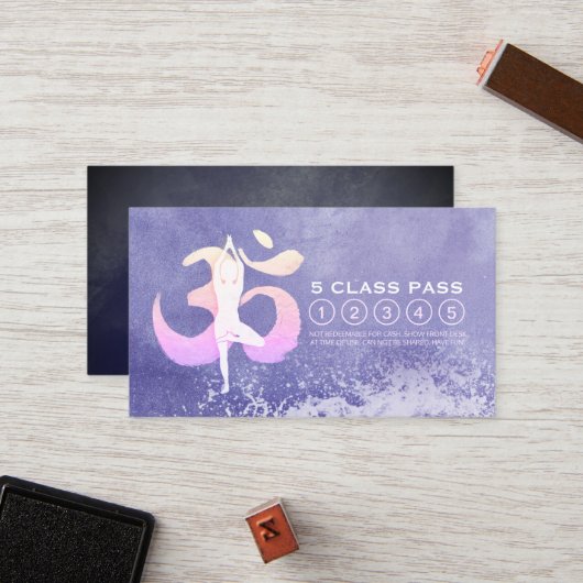 Carte De Fidélité Méditation Yoga Pose Om Classe des signes Pass (Devant/Arrière en situation)