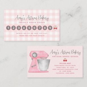 Carte De Fidélité Mélangeur de boulangerie rose à carreaux gingham P