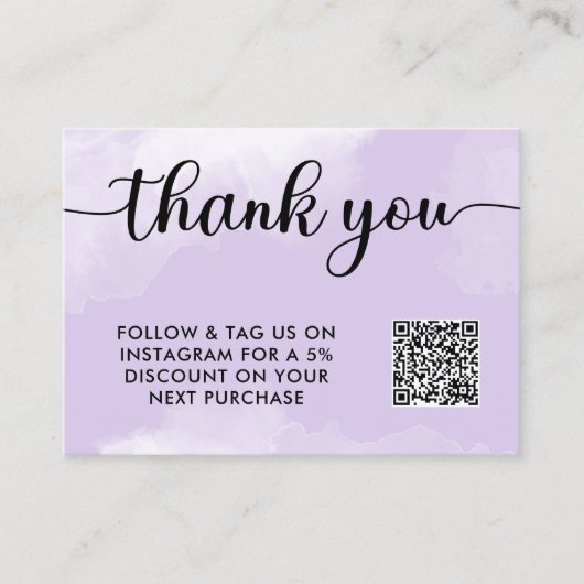 Carte De Fidélité Merci d'achat de code QR noir violet (Devant)