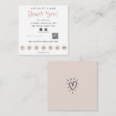 Carte De Fidélité *~* Merci QR Rewards Rose Gold Heart (Devant / Derrière)
