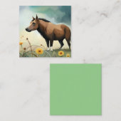 Carte De Fidélité Mignonne poney brun dans le champ floral (Devant / Derrière)