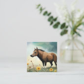 Carte De Fidélité Mignonne poney brun dans le champ floral (Debout devant)