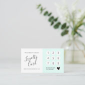 Carte De Fidélité Minimal Élégant Vert Menthe Blanc Script (Debout devant)