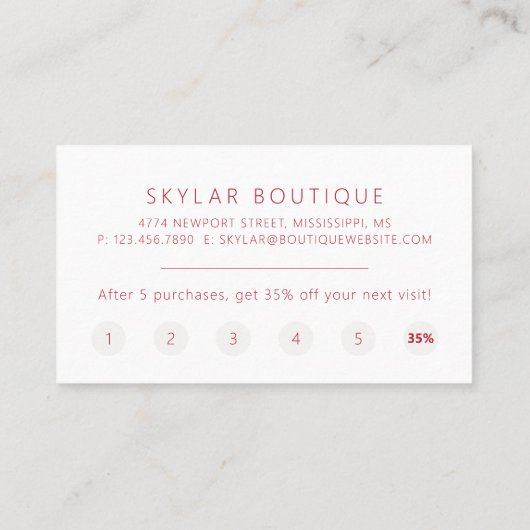 Carte De Fidélité Minimal Luxe Ruby Red VIP (Dos)