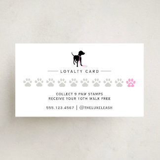 Carte De Fidélité Minimal Pet Silhouette Dog Walker Reward
