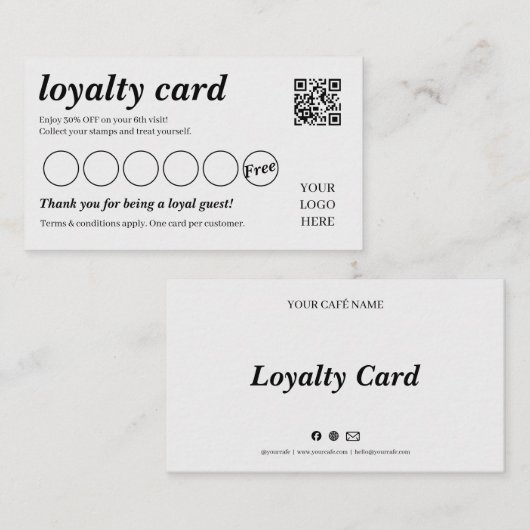 Carte de fidélité minimale pour café (Devant / Derrière)