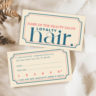 Carte de fidélité minimaliste Boho Retro Bleu Beau