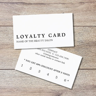 Carte de fidélité minimaliste de beauté noire blan