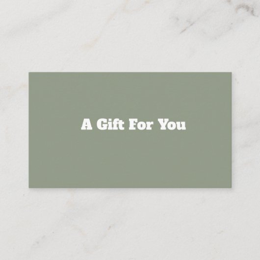 Carte De Fidélité Modern Business Sage Green Custom Gift Certificate (Devant)