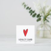 Carte De Fidélité Modern Clean White Red Heart Beauty Salon (Debout devant)