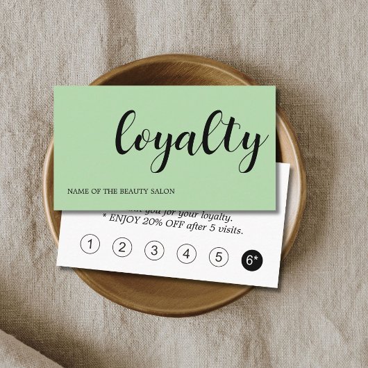 Carte De Fidélité Modern Elegant Black Green White Beauty