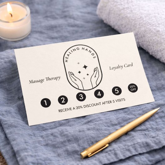 Carte De Fidélité Modern Healing Hands Massage Ivory Loyalty Card