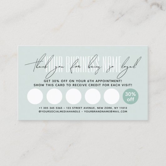 Carte De Fidélité Modern typography script reward  (Dos)