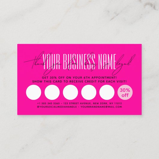 Carte De Fidélité Modern typography script reward (Dos)