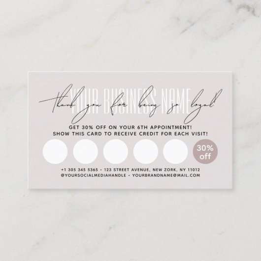 Carte De Fidélité Modern typography script reward  (Dos)