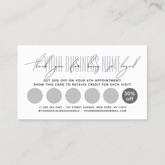 Carte De Fidélité Modern typography script reward  (Dos)