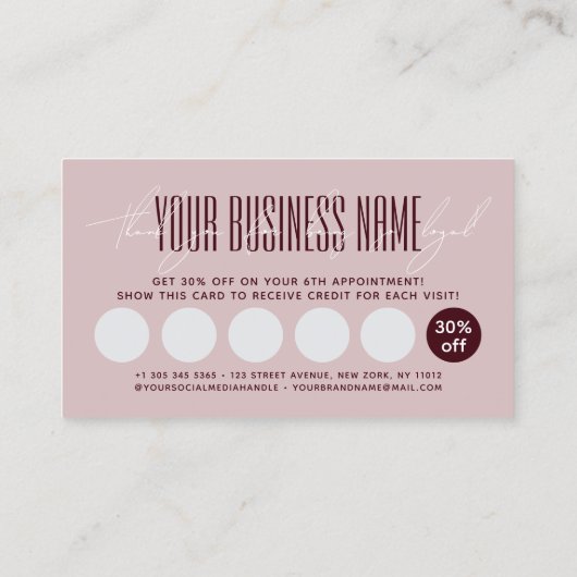 Carte De Fidélité Modern typography script reward  (Dos)