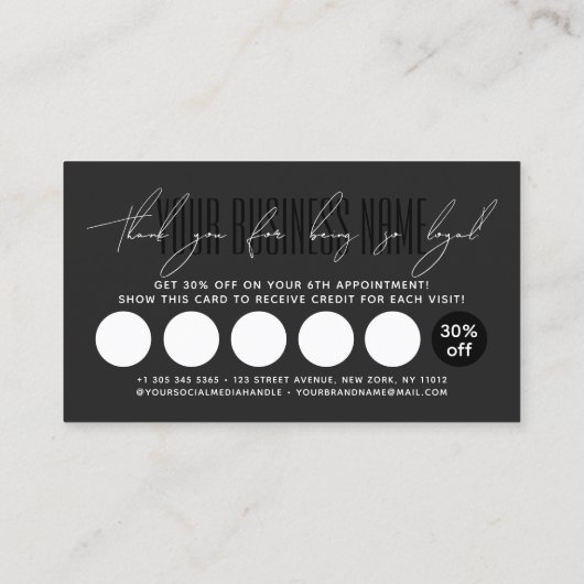 Carte De Fidélité Modern typography script reward  (Dos)