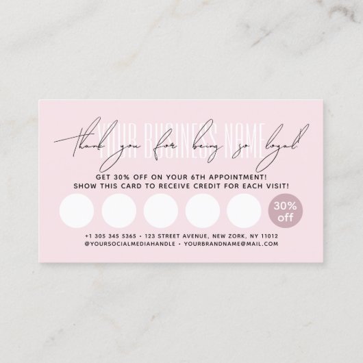 Carte De Fidélité Modern typography script reward  (Dos)