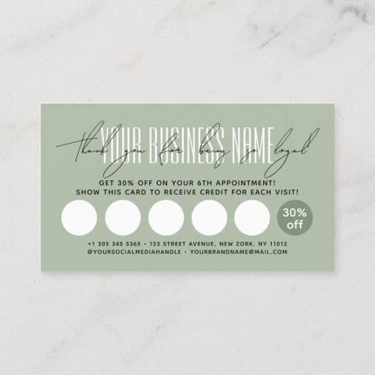 Carte De Fidélité Modern typography script reward  (Dos)