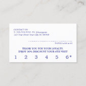Carte De Fidélité Moderne Bleu Profond Blanc Beauté Bold Salon (Dos)