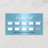Carte De Fidélité Moderne Blue Queen Crowns Beauté Salon Spa Loyauté (Devant)