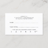 Carte de fidélité moderne de beauté noire et blanc (Dos)