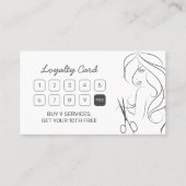 Carte De Fidélité Moderne Elégant coiffeur photo Simple blanc gris