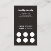 Carte De Fidélité Moderne élégant élégant salon de coiffure noir bla (Dos)