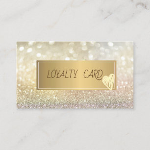 Carte De Fidélité Moderne Élégant Paillettes Bokeh, Cadre, Cœurs Dor