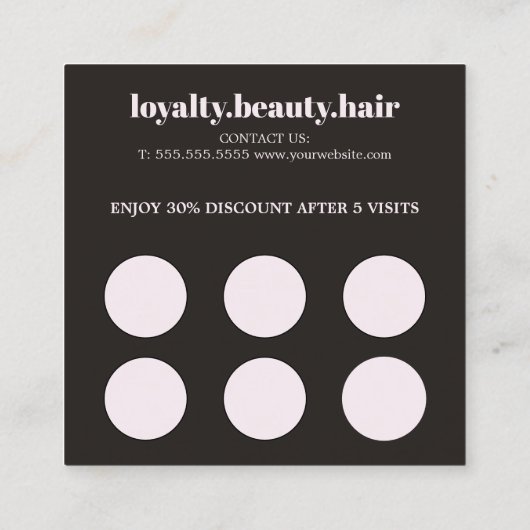 Carte De Fidélité Moderne Élégant Rose élégant Salon aux cheveux bla (Dos)
