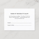 Carte de fidélité moderne et élégante Salon de bea (Dos)