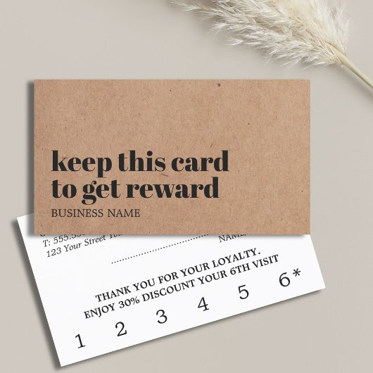 Carte De Fidélité Moderne Imprimé Kraft noir blanc Beauté Bold Salon