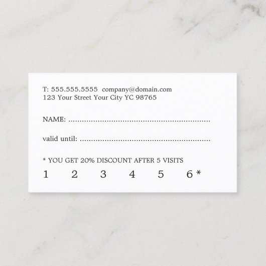 Carte De Fidélité Moderne minimal noir blanc beauté (Dos)