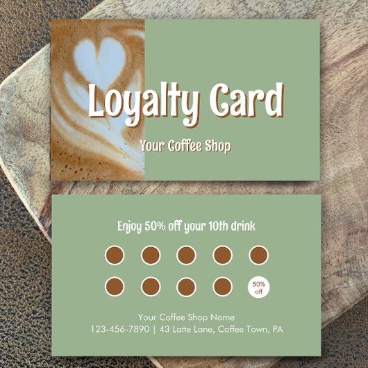 Carte de fidélité moderne personnalisée pour café