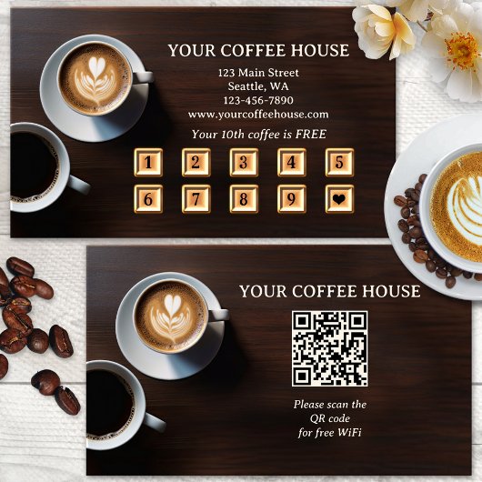 Carte de fidélité moderne pour café avec code QR