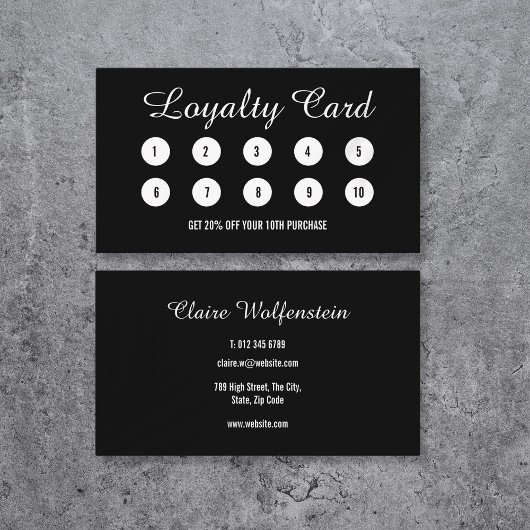 Carte de fidélité moderne professionnelle en noir 