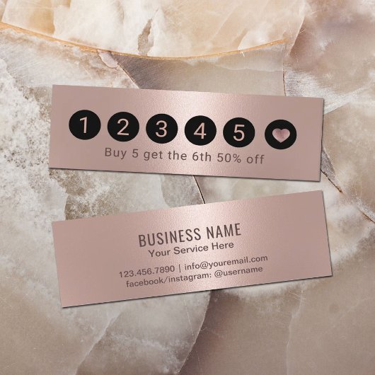 Carte de fidélité | Moderne Rose Gold Metallic 6 P