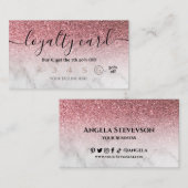 Carte de fidélité modifiable rose or parties scint (Devant / Derrière)