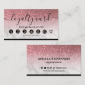 Carte de fidélité modifiable rose or parties scint (Devant / Derrière)