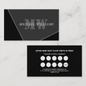 Carte De Fidélité Monogramme gris noir artistique moderne (Devant / Derrière)