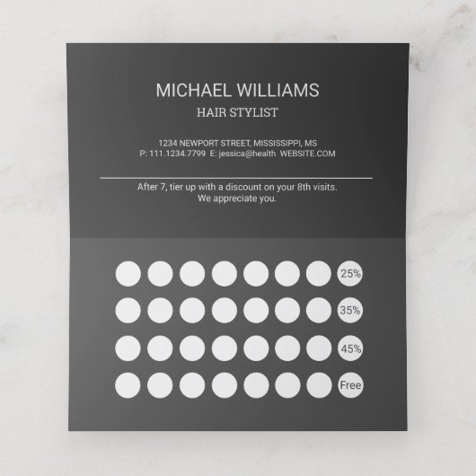 Carte De Fidélité Monogramme noir gris artistique moderne (Intérieur déplié)