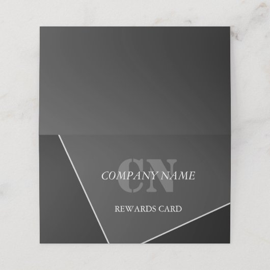 Carte De Fidélité Monogramme noir gris artistique moderne (Extérieur déplié)