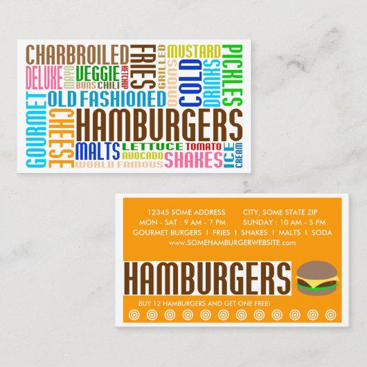 Carte De Fidélité mot hamburger web (Devant / Derrière)