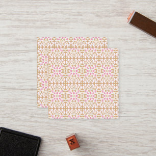 Carte De Fidélité motif de fleurs rose et blanche sur un dos brun