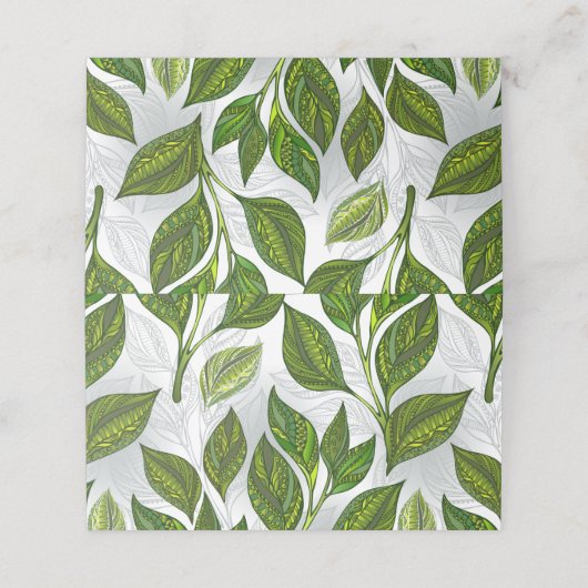 Carte De Fidélité Motif sans couture avec Feuilles de thé vert (Extérieur déplié)