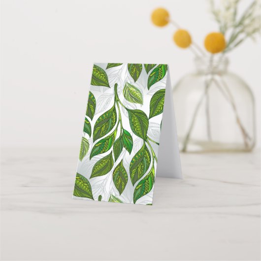 Carte De Fidélité Motif sans couture avec Feuilles de thé vert (Devant)